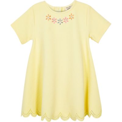 Mini girls yellow embellished dress